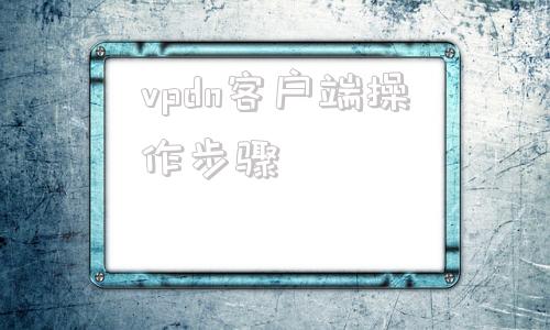 vpdn客户端操作步骤vpdn客户端pc版下载